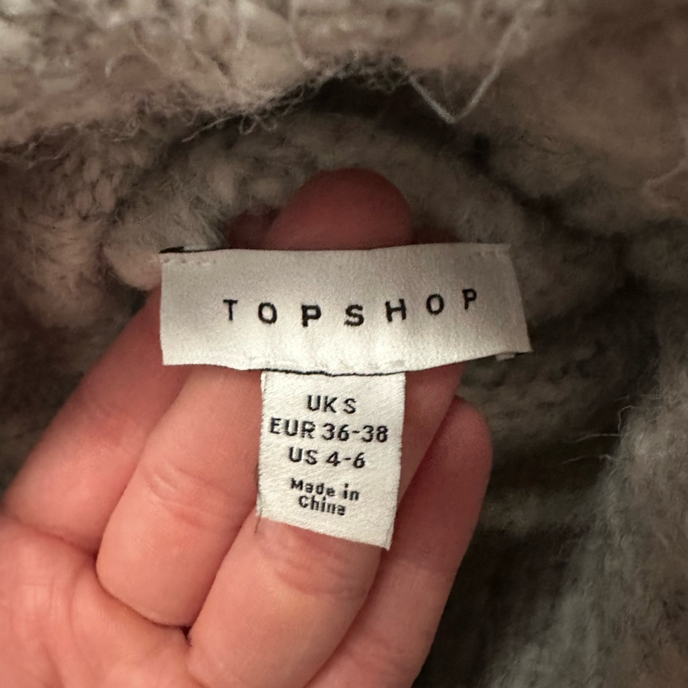Topshop Grey Oversized Turtlenck Sweater - Picture 2 of 3